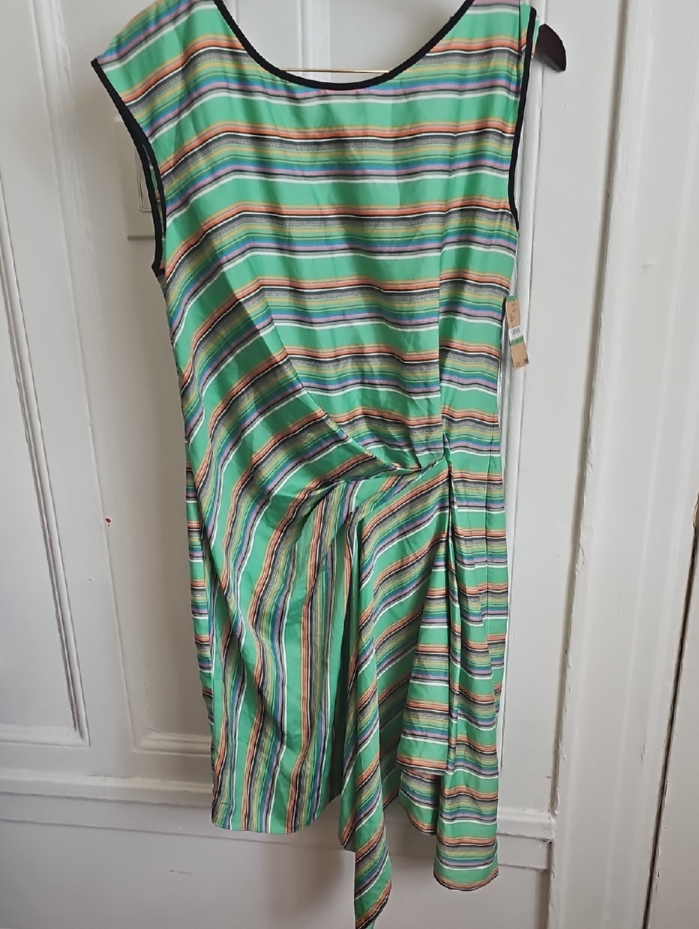 RACHEL Rachel Roy Mint Green Striped Asymmetrical Knot Dress